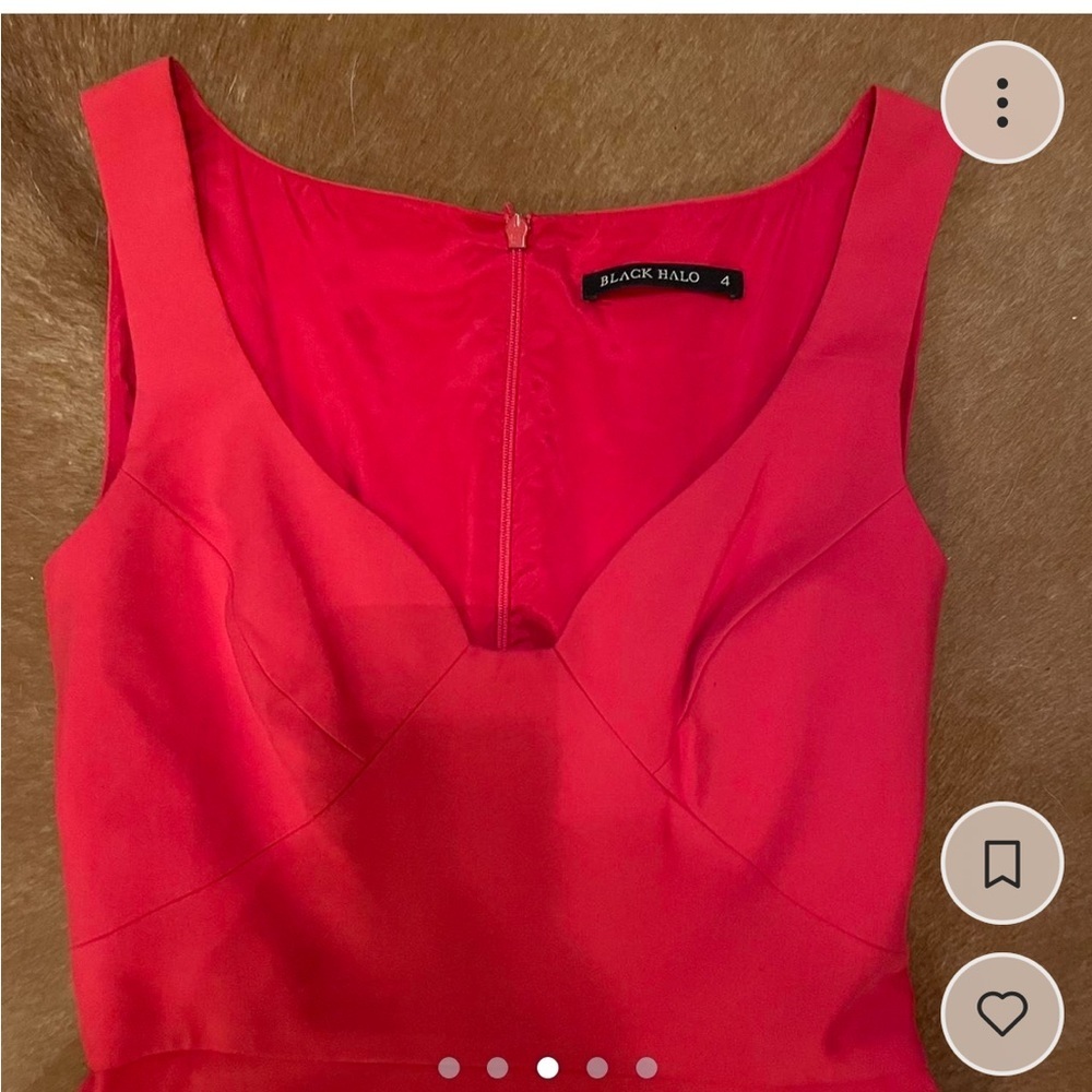 Black halo red high low dress with super beautiful neckline - Picture 3 of 5